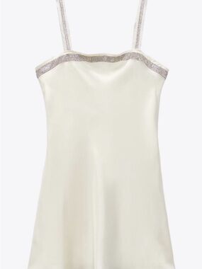 Zara White/ CreamMini Dress with Silver rhinestones.